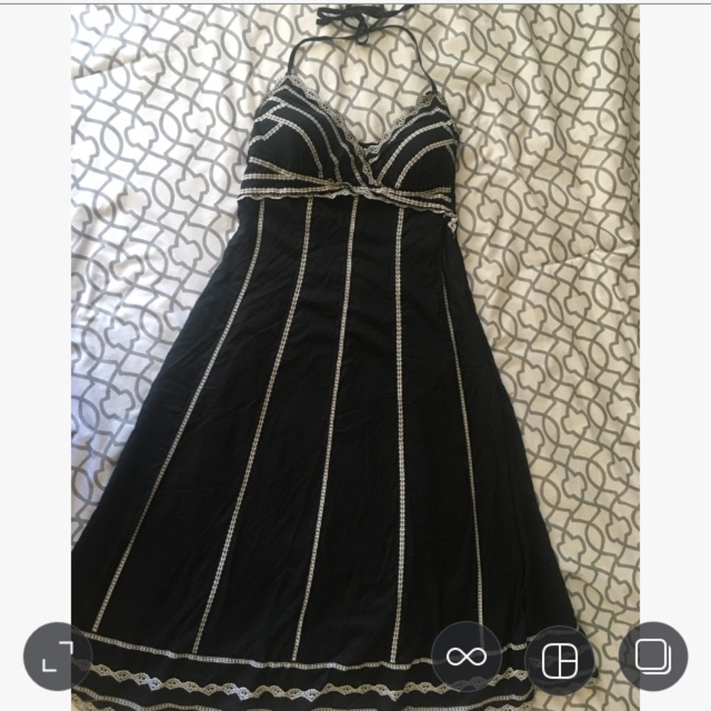Classy black halter dress with stitching
